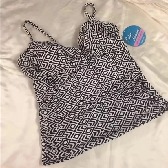Swim Solutions Womens Diamond Shirred Tankini Top - Picture 3 of 5